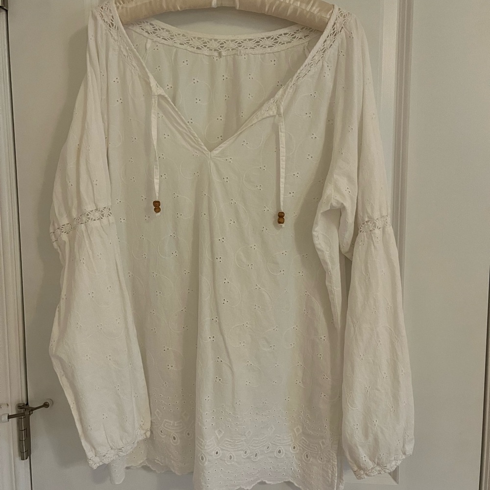 White Embroidered Women's Top